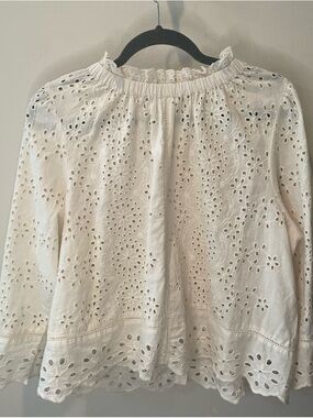 Eyelet Cotton Blouse in Cream - Women